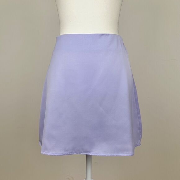 WeWoreWhat Mini Slip Skirt Satin Charmeuse Purple Minimalist Y2K Revolve M NWT - Picture 4 of 9